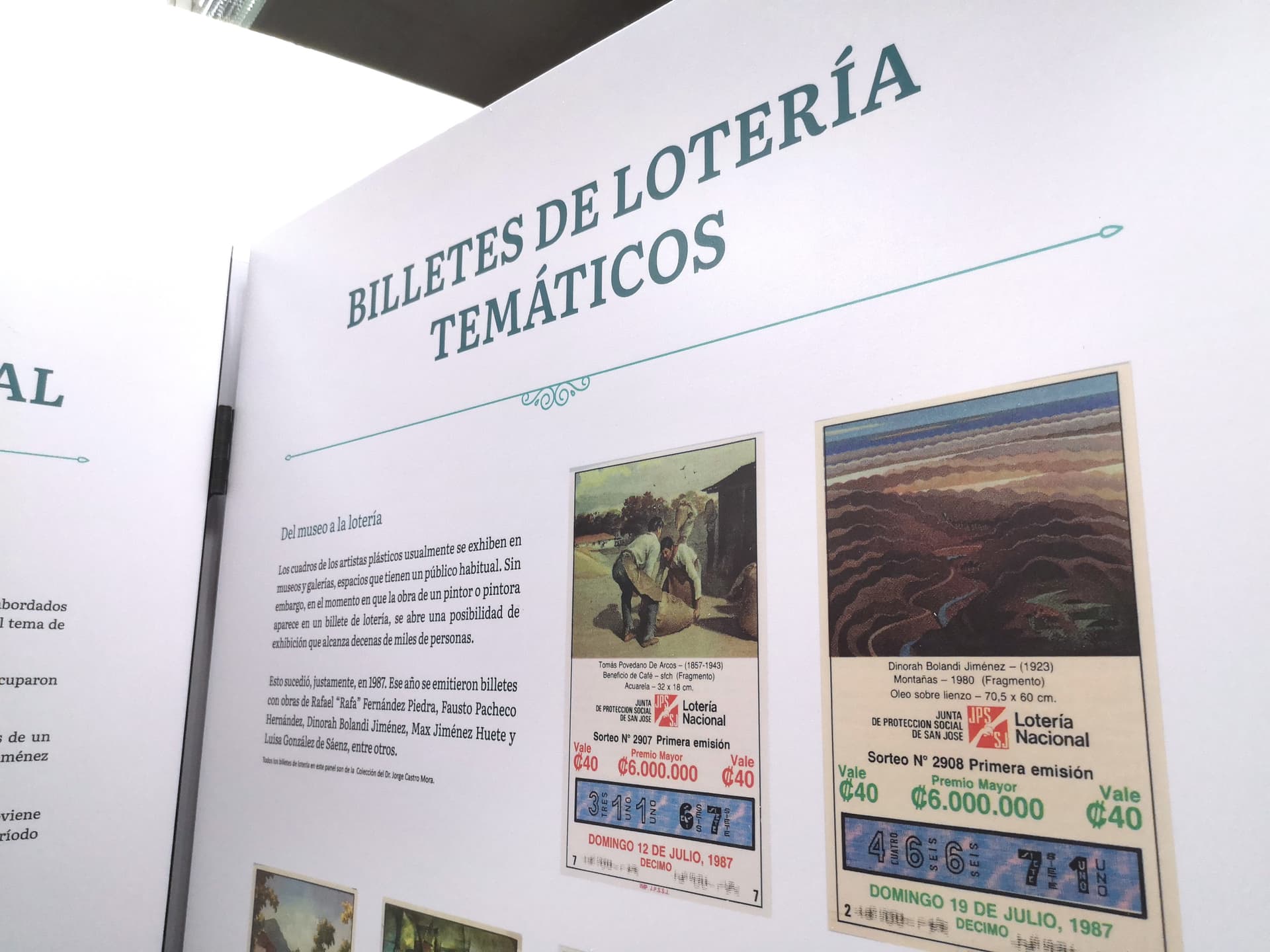 Panel informativo de exposición sobre Historia de las Loterías