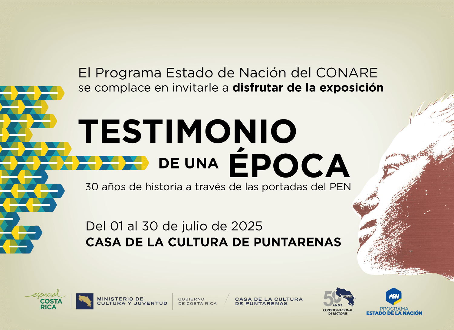 afiche de invitación y detalle de Testimonio de una Época