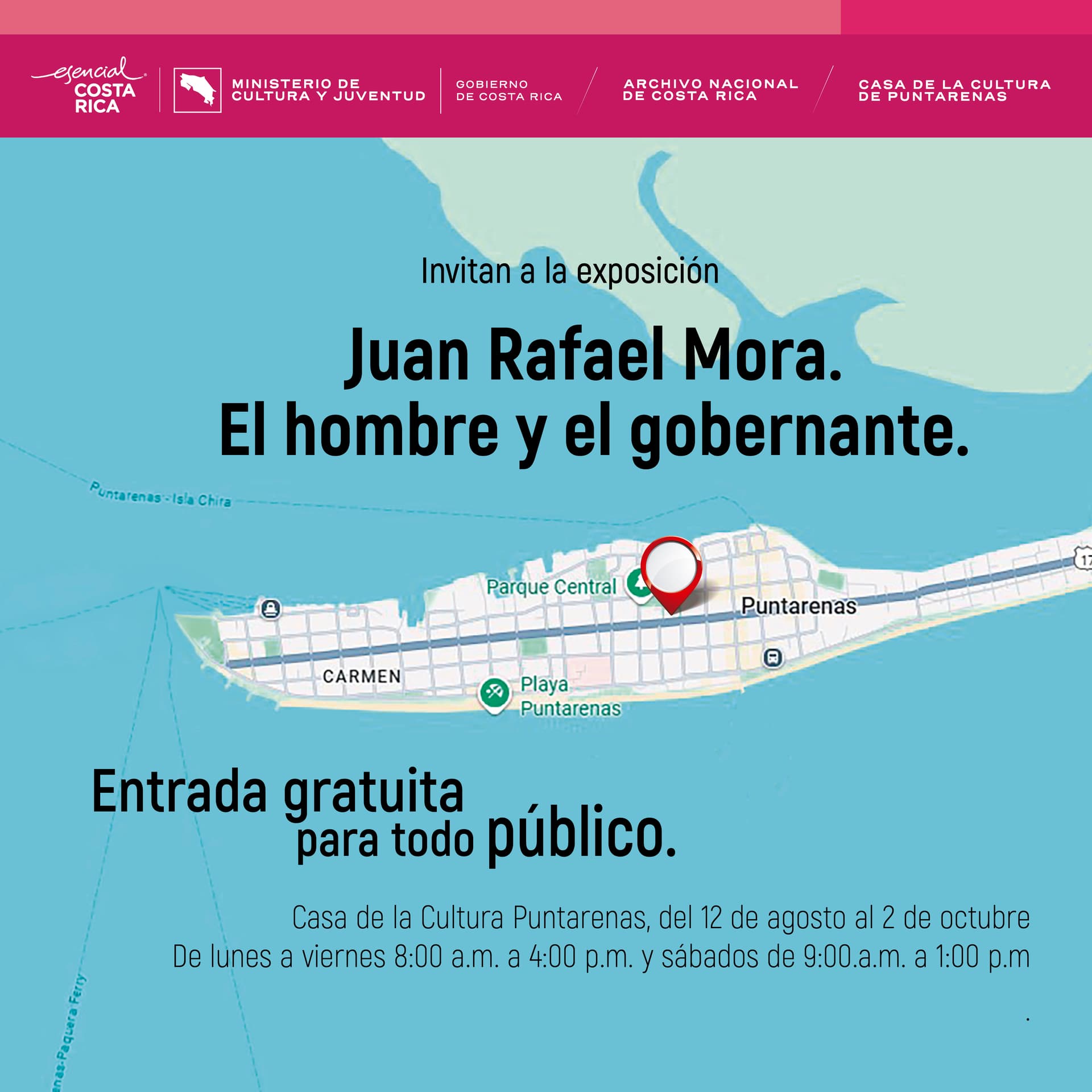 Gráfica de la exposición con una mapa de ubicación.