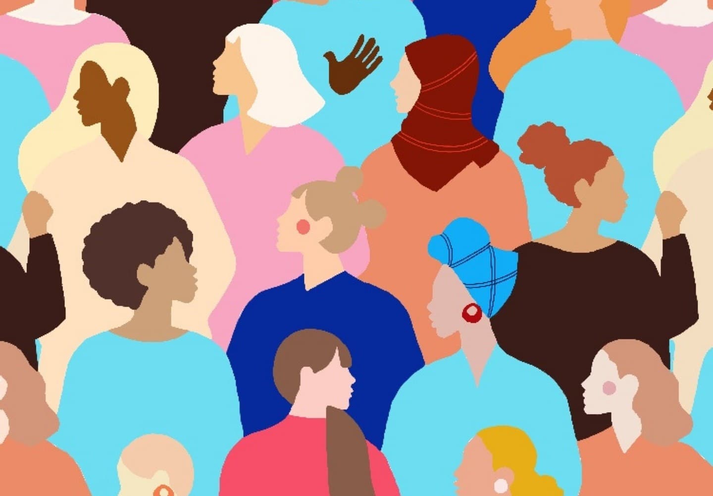 Varias figuras de mujeres de diferentes culturas.