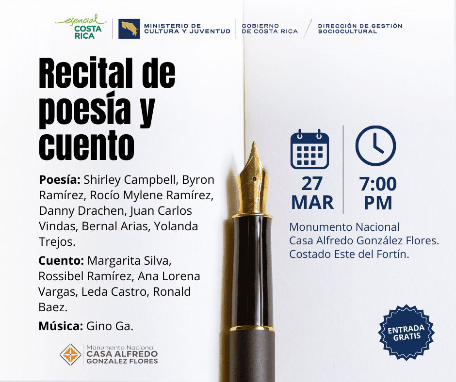 Información del evento y un boligrafo en medio